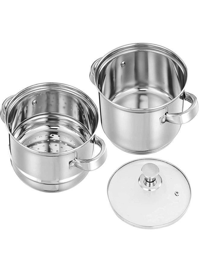 LCPUD 3.0 Quart Steamer Pot for Cooking, 2-tier Steam Pots with Lid for Cooking Vegetables, Seafood, Soups, Food and Pasta - Image 2